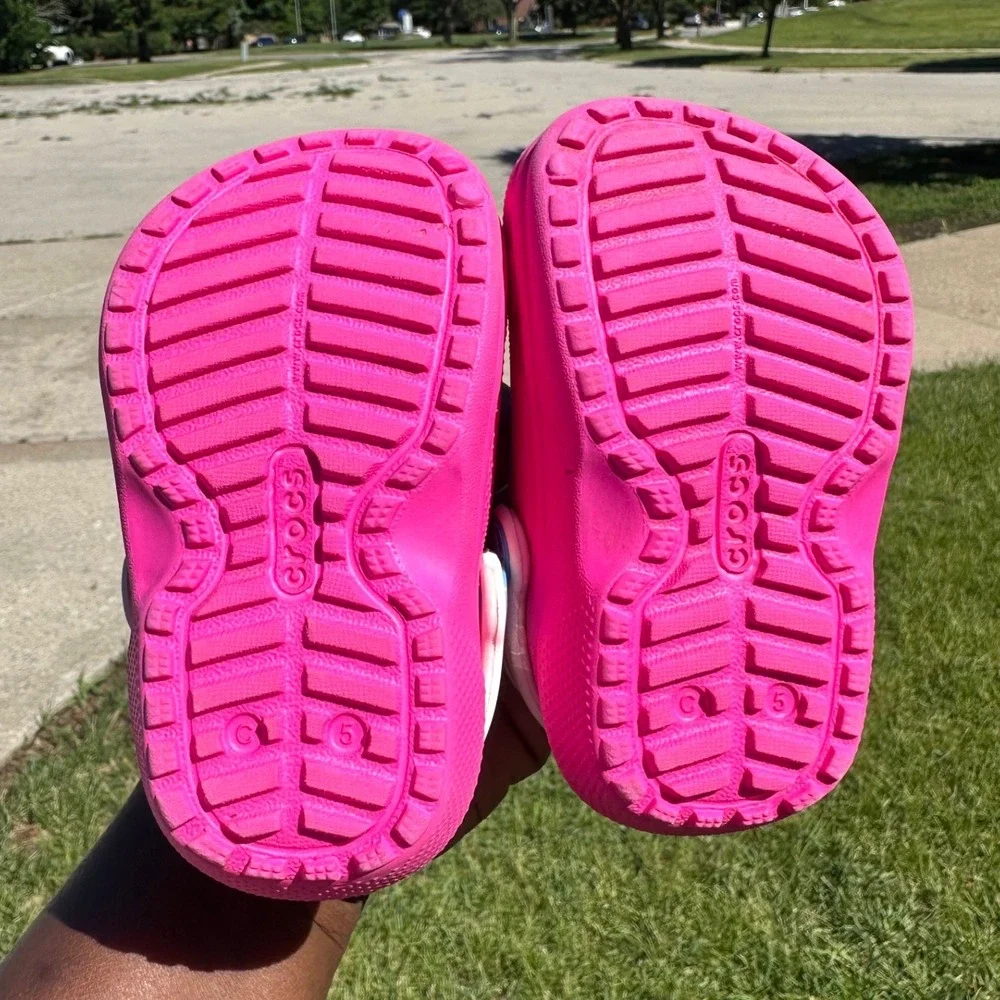 Crocs Kids Classic Lined Clogs Toddler Size 5 Neon Pink Purple Sandals